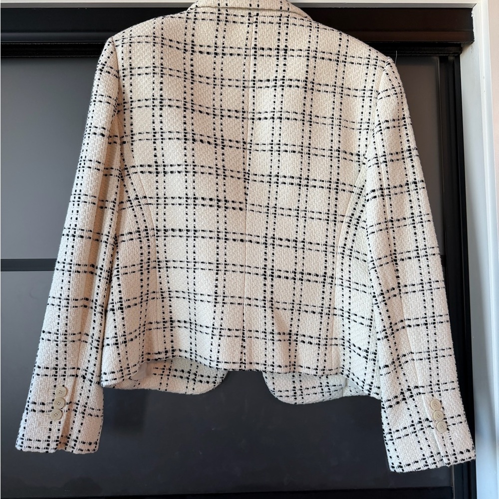 Theory Ivory and Black Checkered Blazer - Picture 2 of 3